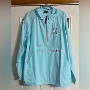 Charles River rain pullover Monogrammed with a “K”